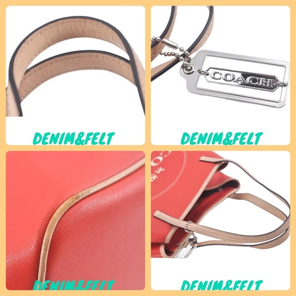 Coach Red Coated Canvas/Leather Metro Horse Carriage Shopper Tote Shoulder Bag♥️ - Picture 6 of 16